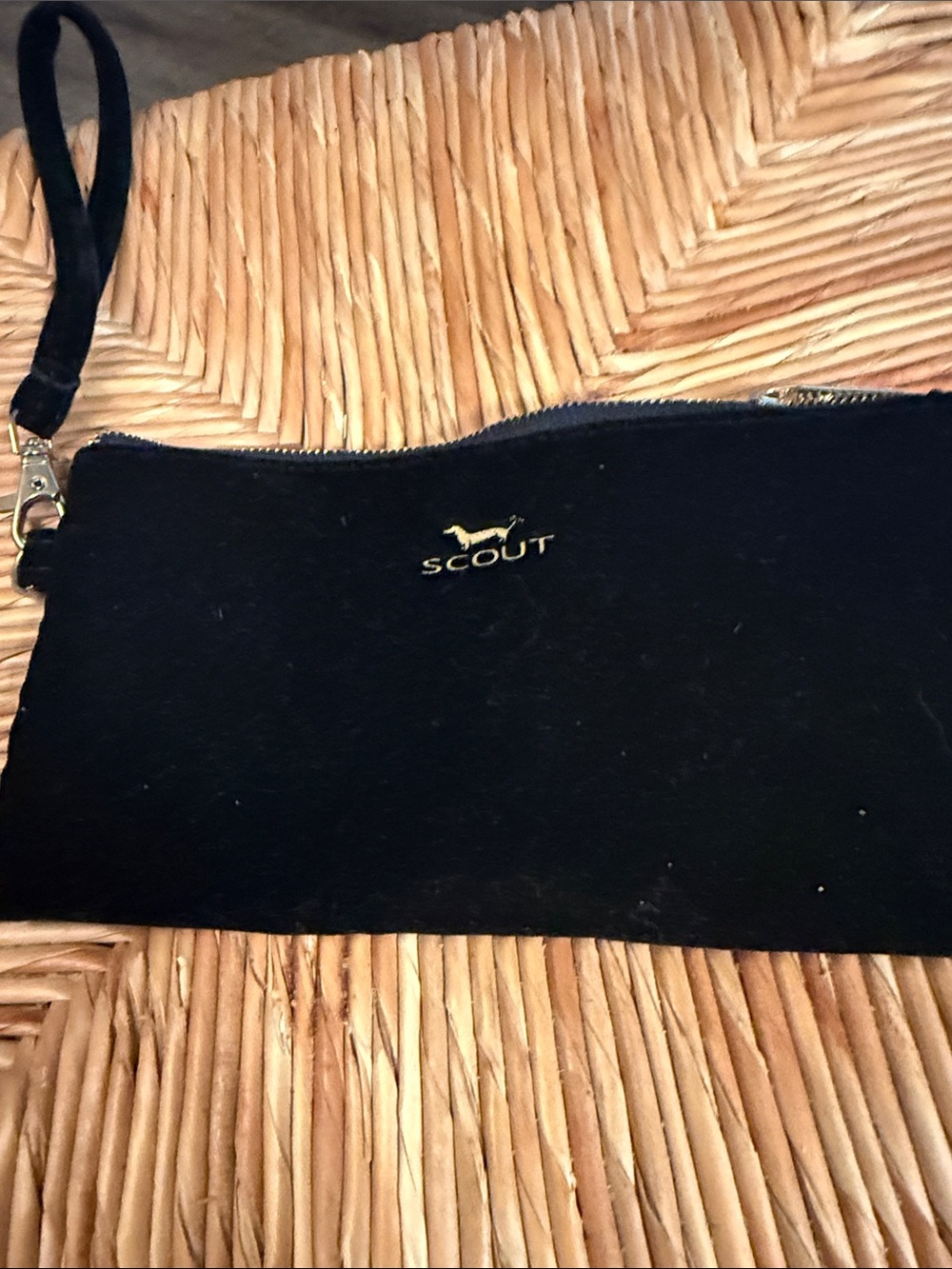 Scout Black Wristlet Clutch with Gold Logo Accent